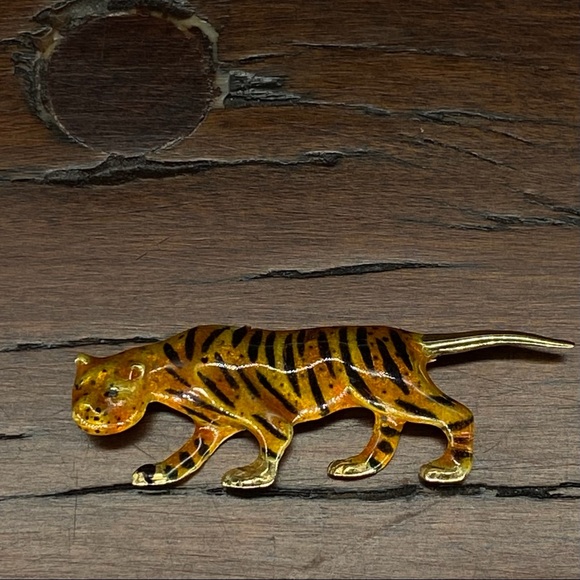 Vintage 14K Gold & Enamel Tiger Pin/Brooch Mint - Picture 2 of 8